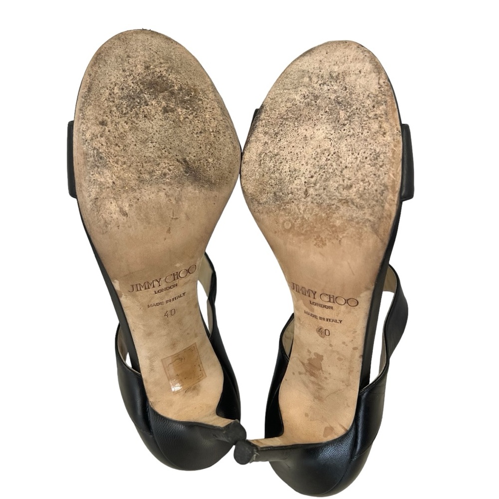 Jimmy Choo Black Leather Open Toe Sandals Size 40‎ (EU) - Picture 12 of 14